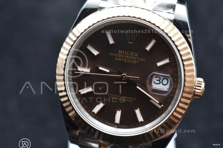 DateJust on Brown VR3235 SS Jubilee Bracelet 126333 Steel Stick Best Dial RG Edition 41 Clean 904L 1:1 0304